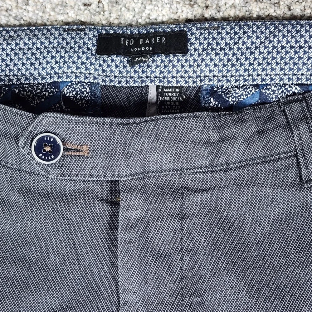 Ted Baker Chino Pants Mens 34L Slim Fit Micro Pattern Charcoal Grey Like New